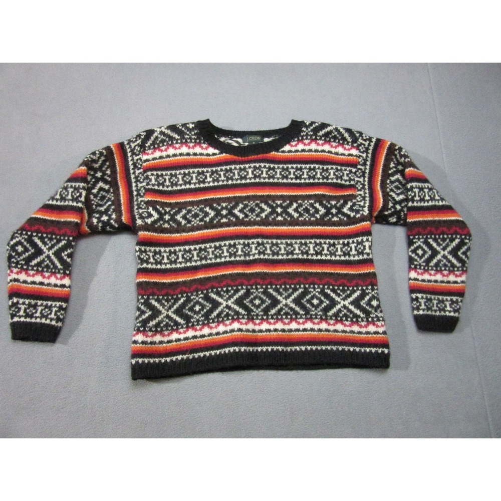 J Crew Sweater Womens Medium Multicolor Fair Isle Nordic Knitted Wool Cropped